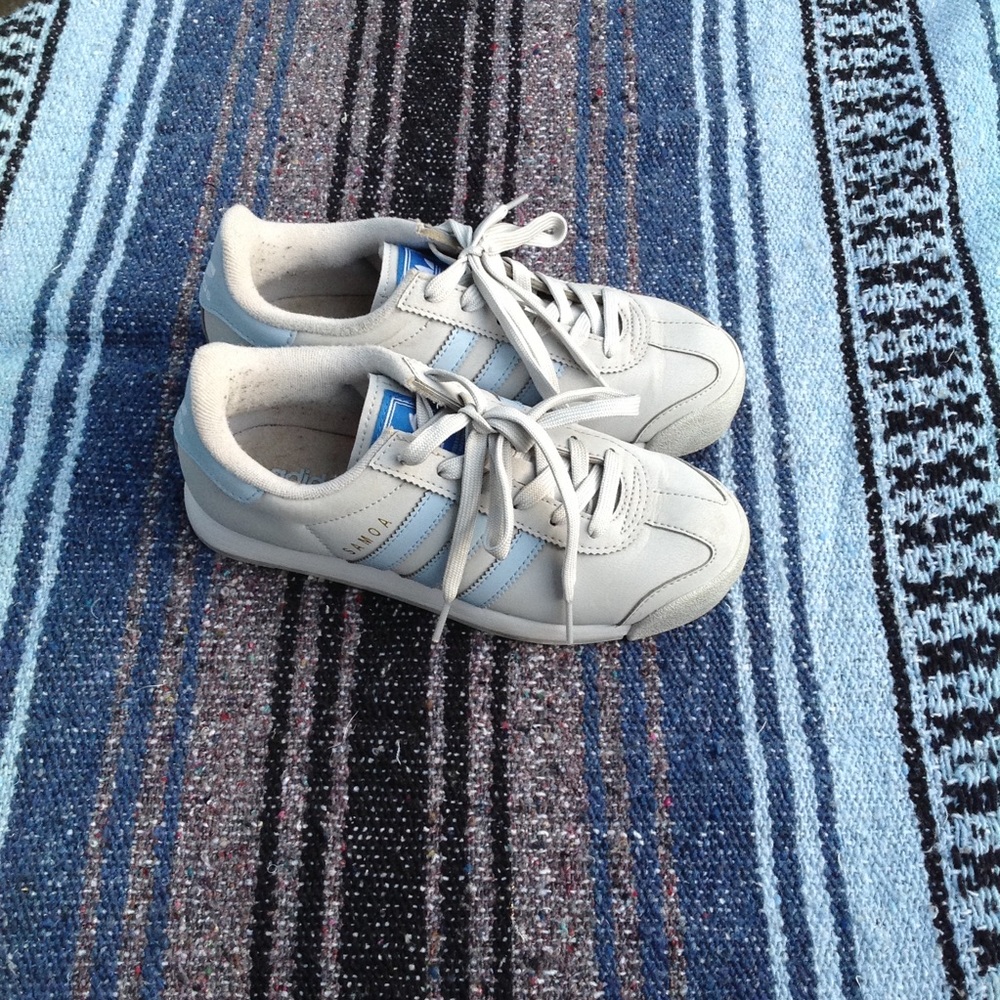 Adidas gray and blue Samoa shoes